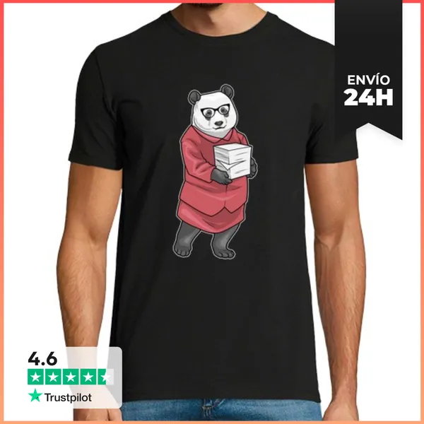 Camiseta Hombre Clásica Panda Secretaria Pila De Papel
