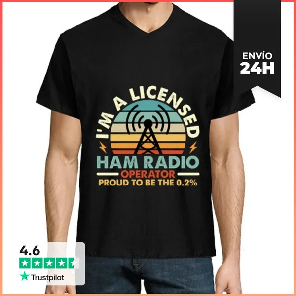 Camiseta Hombre, Cuello Pico Radioaficionado Soy Un Aficionado
