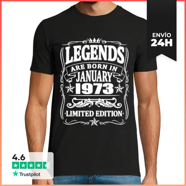 Camiseta Hombre Clásica Leyendas Nacidas En Enero De 1973