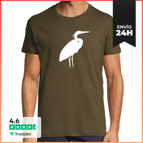 Camiseta Hombre Clásica Garza Blanca (Hombre) LaTostadora
