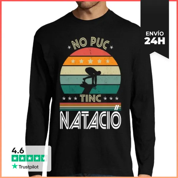 Camiseta Hombre Manga Larga No Puedo Tengo Natación Catalán