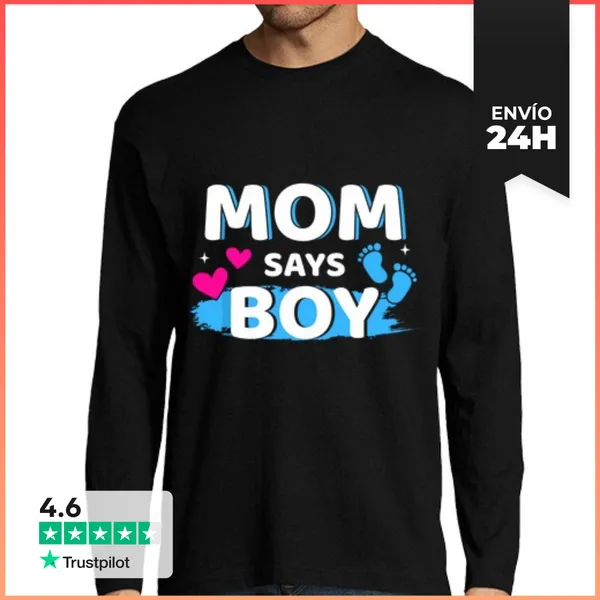 Camiseta Hombre Manga Larga La Mamá Del Revelado De Género Dice
