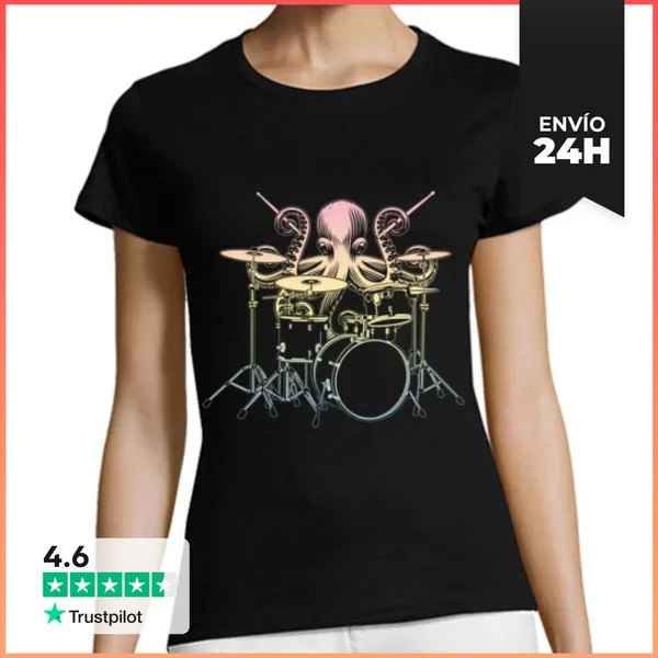 Camiseta Mujer Clásica Drummer Pulpo LaTostadora