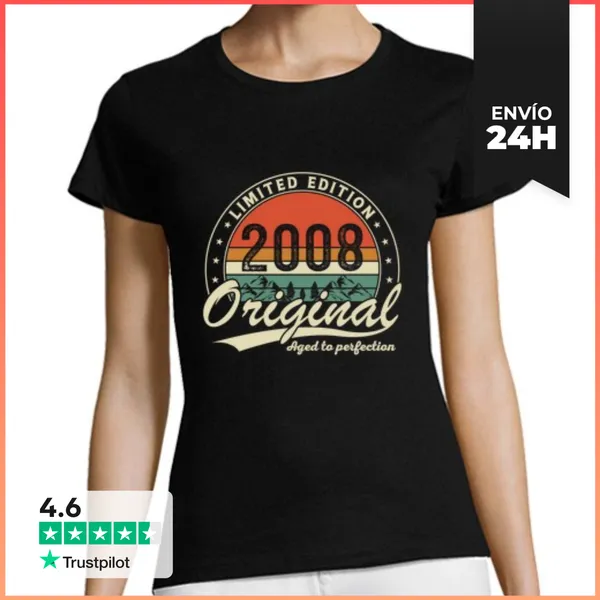 Camiseta Mujer Clásica 18 Cumpleaños 18 Años Vintage 2008
