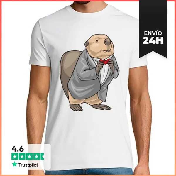 Camiseta Hombre Clásica Traje De Novio De Castor Para Boda