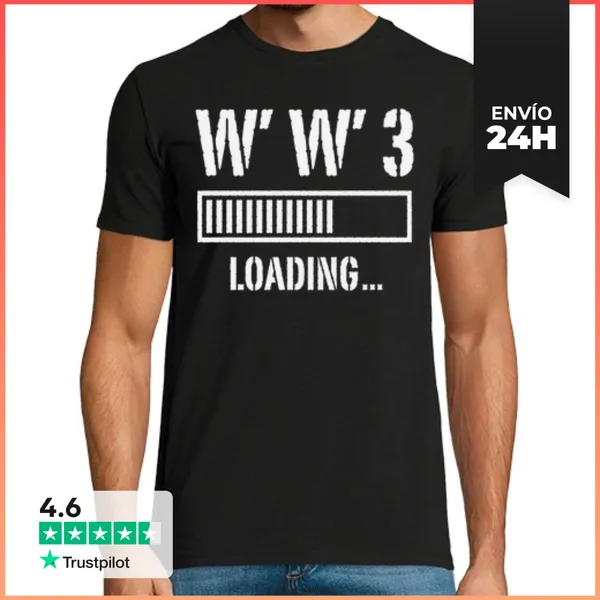 Camiseta Hombre Clásica Guerra Mundial 3 Cargando - Paz - Blanc