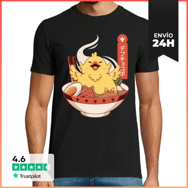 Camiseta Hombre Clásica Final Fantasy Fat Chocobo Ramen