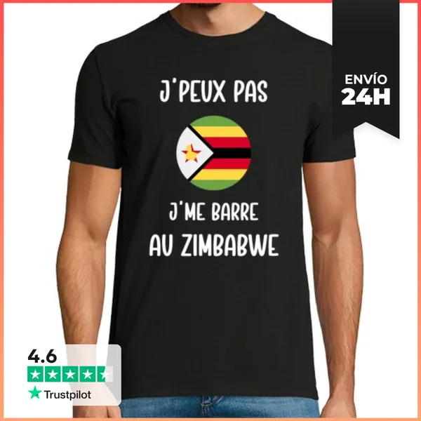 Camiseta Hombre Clásica No Puedo Me Voy A Zimbabwe LaTostadora