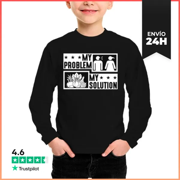 Camiseta Manga Larga Para Niños Vegetariano Mi Problema Mi