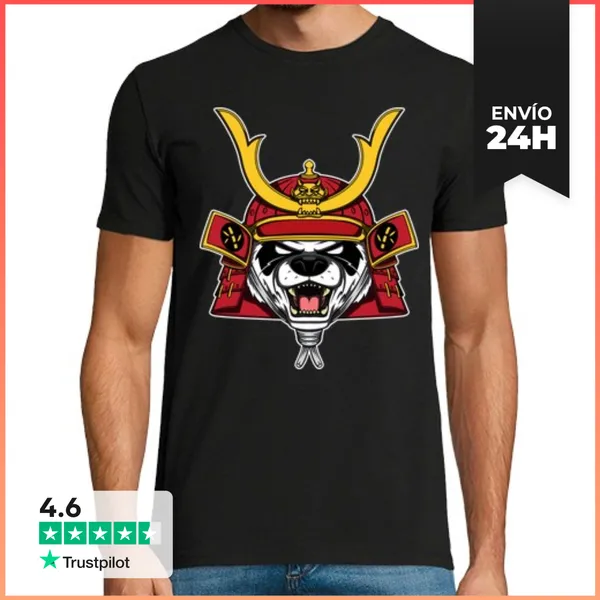 Camiseta Hombre Clásica Panda Samurai LaTostadora