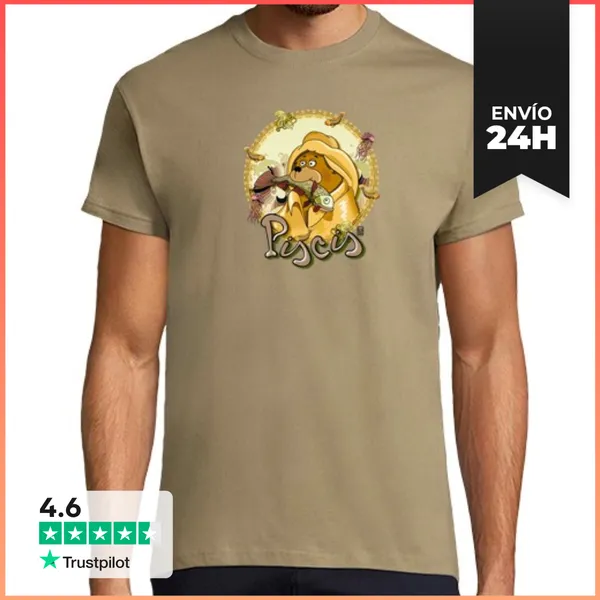 Camiseta Hombre Clásica OSO PISCIS MARRÓN CAMISETA BÁSICA