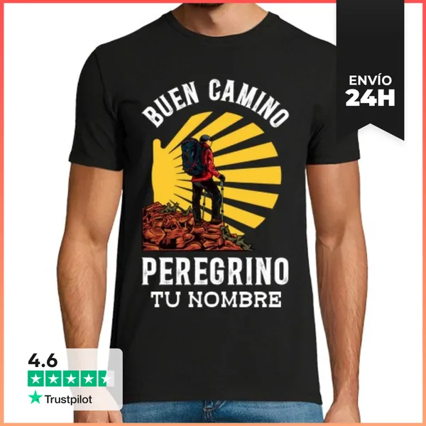 Camiseta Hombre Clásica Buen Camino Peregrino Camino Santiago