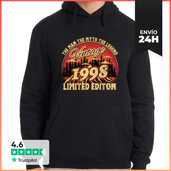 Sudadera Unisex Con Capucha Vintage 1998 Edición Limitada El