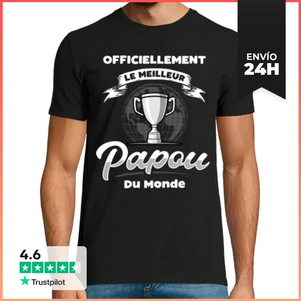Camiseta Hombre Clásica Papou Cadeau Fête Des Grands-pères