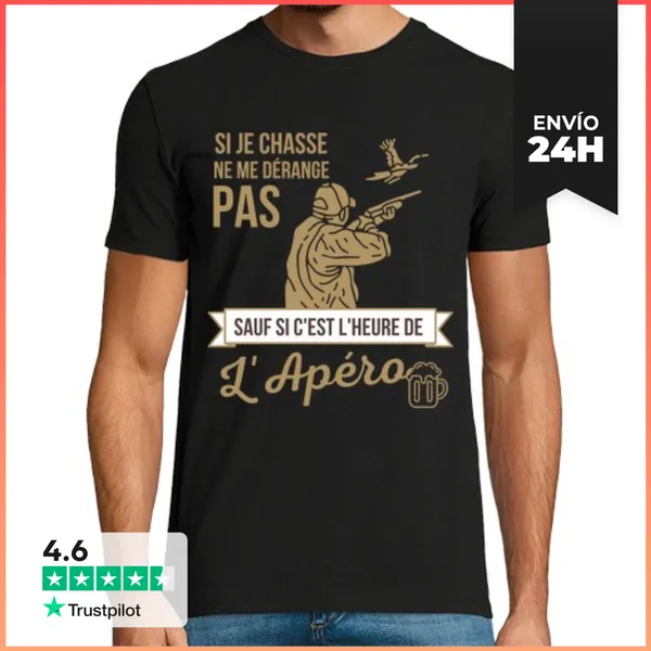 Camiseta Hombre Clásica Regalo De Aperitivo De Cazador De Humor