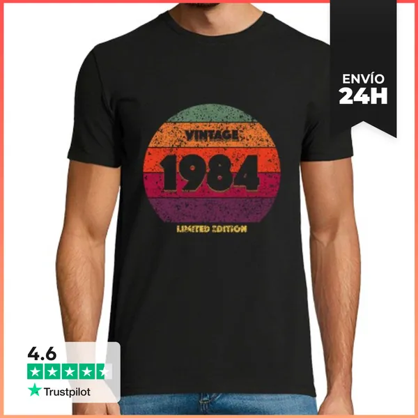 Camiseta Hombre Clásica Vintage Sunset 1984 Edición Limitada