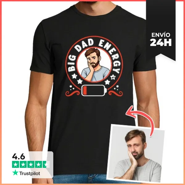 Camiseta Hombre Clásica Efecto Cartoon Camiseta Big Dad Energy