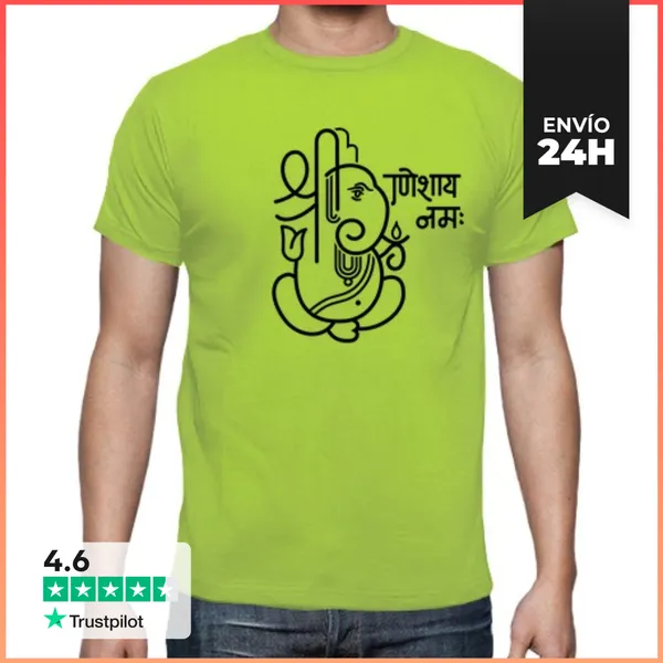 Camiseta Hombre Clásica Ganesh Ganesha Elefante No.5 (negro)