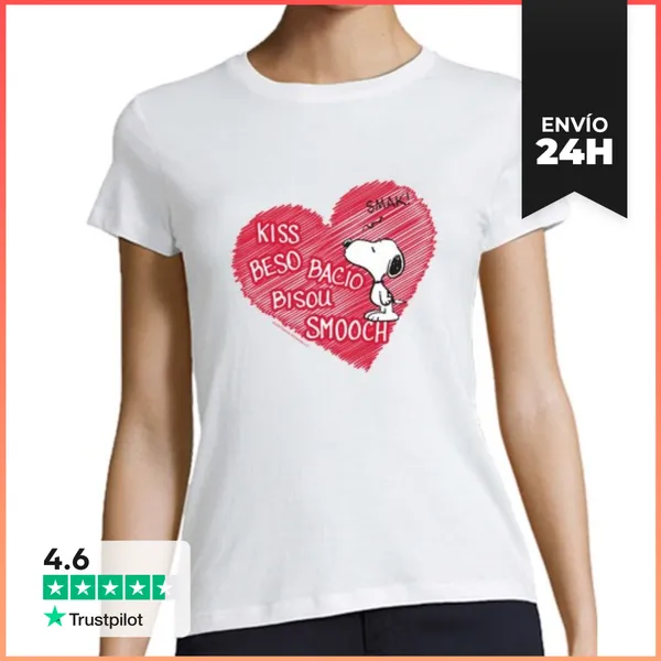 Camiseta Mujer Clásica Snoopy Kiss LaTostadora