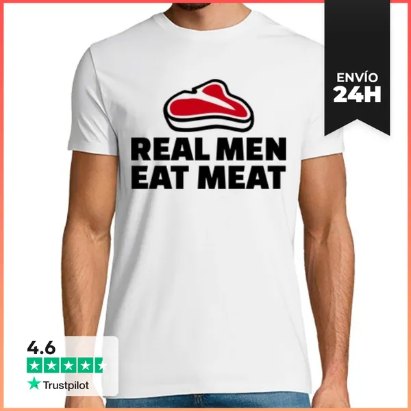 Camiseta Hombre Clásica Los Hombres Reales Comen La Carne