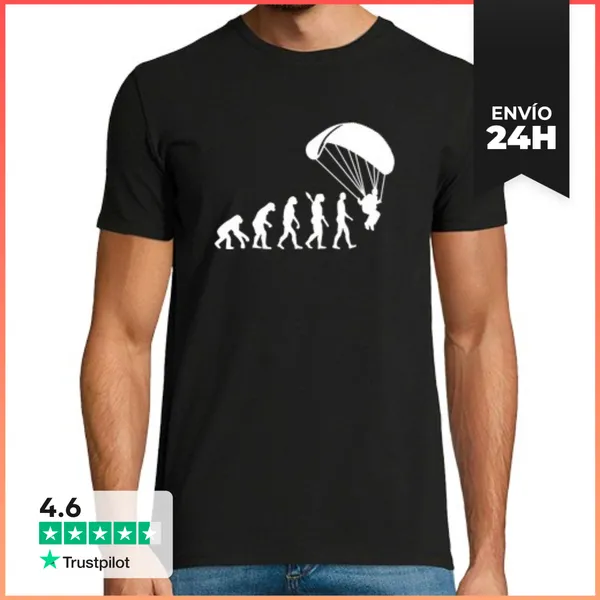 Camiseta Hombre Clásica Evolución Del Paracaídas Saltando