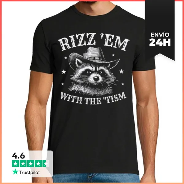 Camiseta Hombre Clásica RIZZ EM WITH THE TISM AUTISMO RACCOON