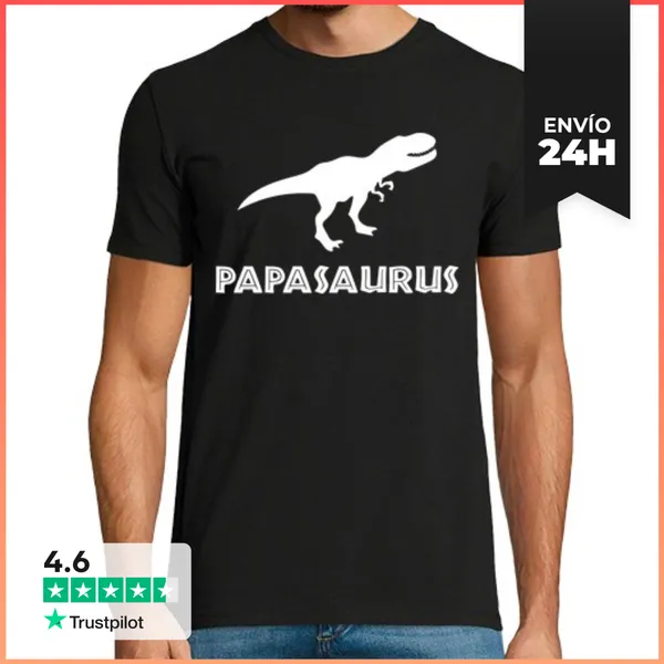 Camiseta Hombre Clásica Papasaurus, Día Del Padre Regalos Para El