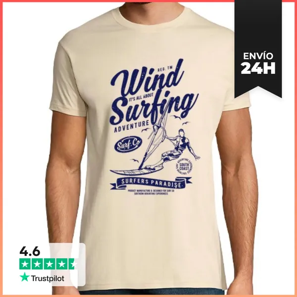 Camiseta Hombre Clásica Wind Surfing LaTostadora