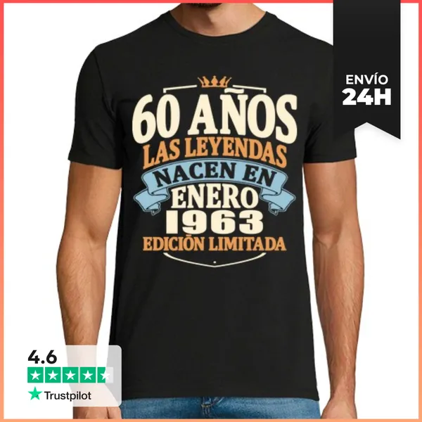 Camiseta Hombre Clásica Enero 1963 - 60 Años Cumpleaños