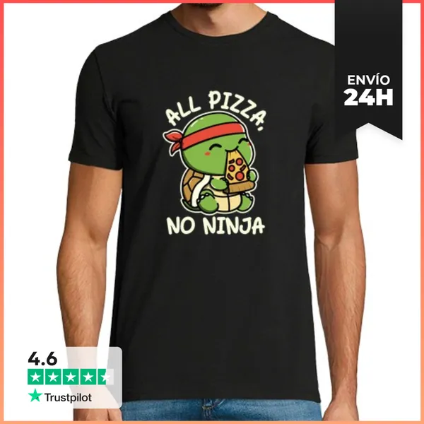 Camiseta Hombre Clásica Toda Pizza Ningún Ninja LaTostadora