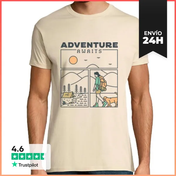 Camiseta Hombre Clásica La Aventura Te Espera 1 LaTostadora