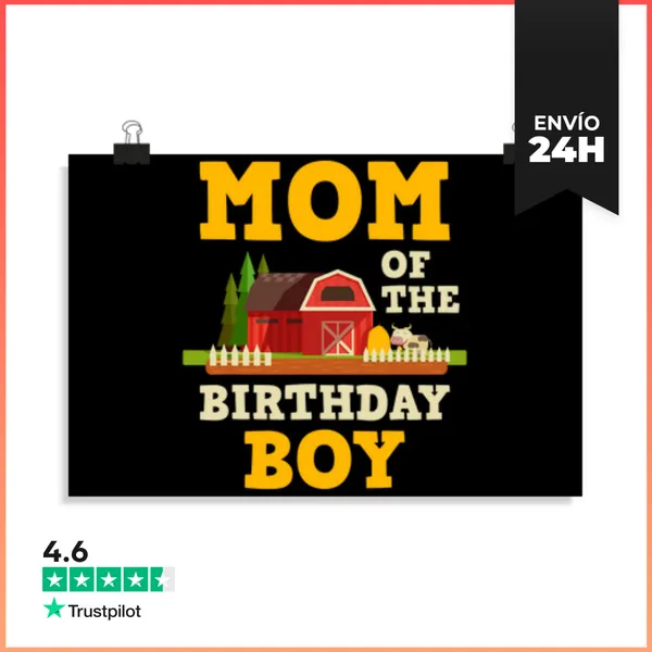 Póster Horizontal Mamá Del Niño De Cumpleaños Tractor Agricultura