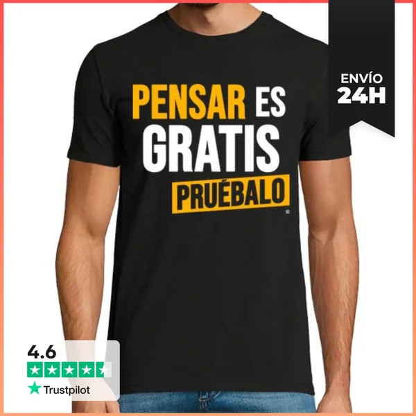 Camiseta Hombre Clásica Pensar Es Gratis LaTostadora