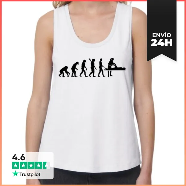 Camiseta Mujer Sin Mangas, Loose Fit Fisioterapeuta Evolución