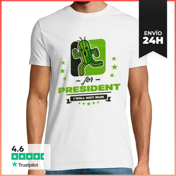 Camiseta Hombre Clásica Final Fantasy Cactuar For President