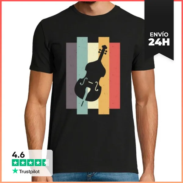 Camiseta Hombre Clásica Violonchelo Retro Violonchelista Orques