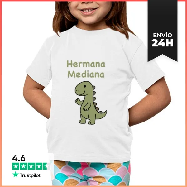 Camiseta Clásica Para Niños Hermana Mediana Dinosaurio
