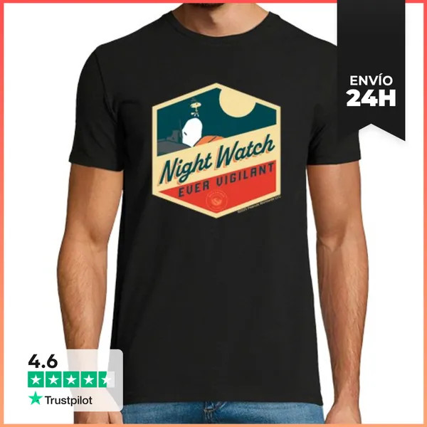 Camiseta Hombre Clásica Snoopy Night Watch LaTostadora