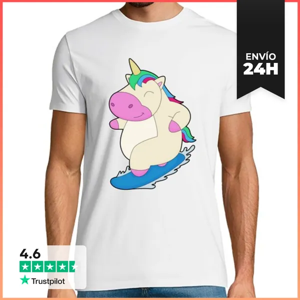 Camiseta Hombre Clásica Snowboard De Unicornio Deportes De Invi