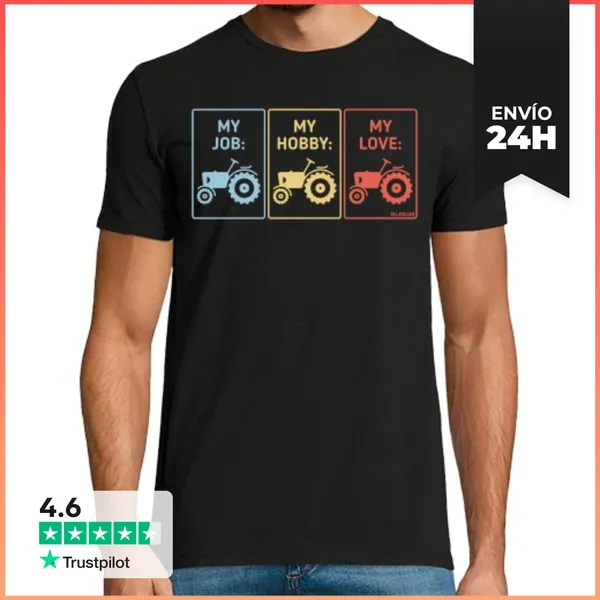 Camiseta Hombre Clásica Trabajo - Pasatiempo - Amor - Tractor -