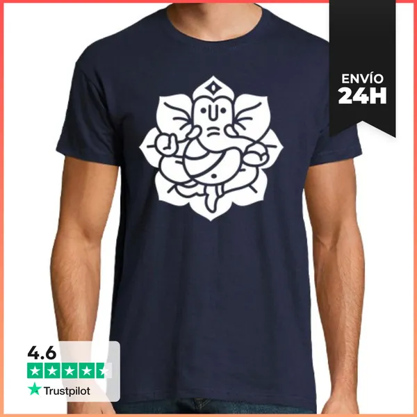 Camiseta Hombre Clásica Ganesh Ganesha Elefante No.2 (blanco)