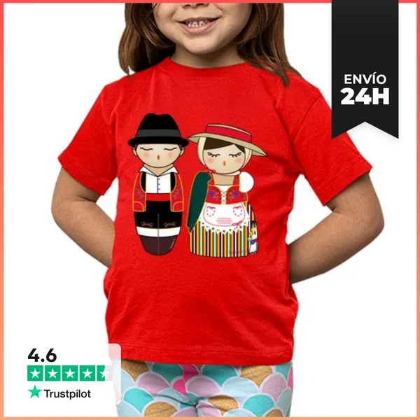 Camiseta Clásica Para Niños Kokeshis Canarios LaTostadora