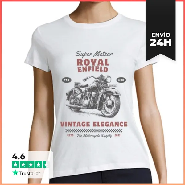 Camiseta Mujer Clásica Royal Enfield Super Meteor 2001 Vintage -