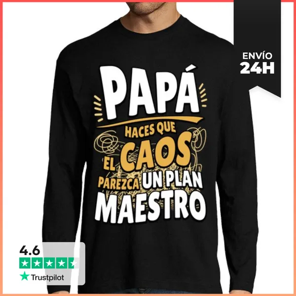 Camiseta Hombre Manga Larga Papá Caótico LaTostadora
