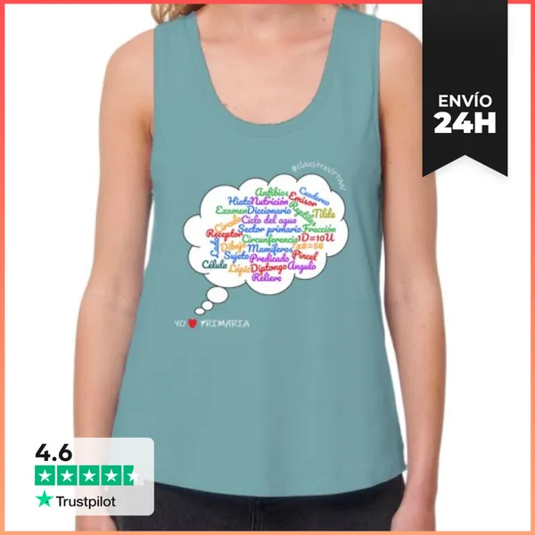 Camiseta Mujer Sin Mangas, Loose Fit Primaria Blanco LaTostadora