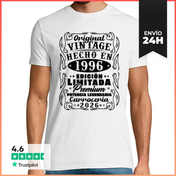 Camiseta Hombre Clásica 30 Años 1996 Vintage Aniversario Regalo