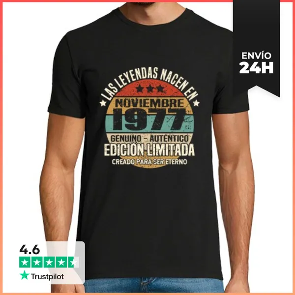Camiseta Hombre Clásica Leyendas Nacen En Noviembre 1977