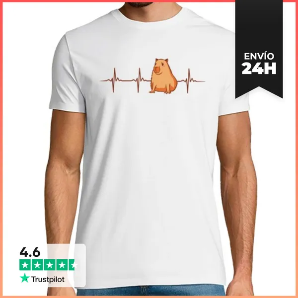 Camiseta Hombre Clásica Fresco Latido Del Corazón Capibara
