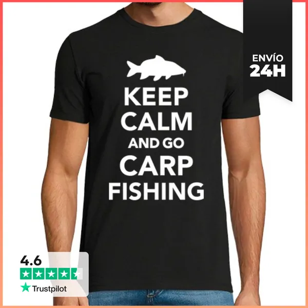 Camiseta Hombre Clásica Mantener La Calma Y Pescar Carpas