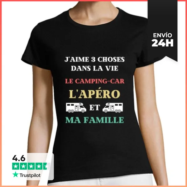 Camiseta Mujer Clásica Me Gusta Acampar Porque Humor Jubilacio